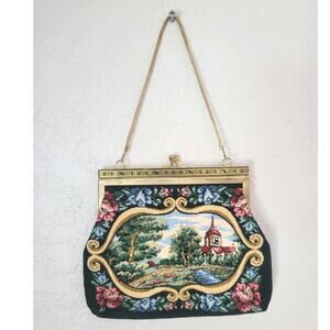 Vintage Tapestry Mini Clutch Handbag Purse French Country Victorian Hong Kong‎